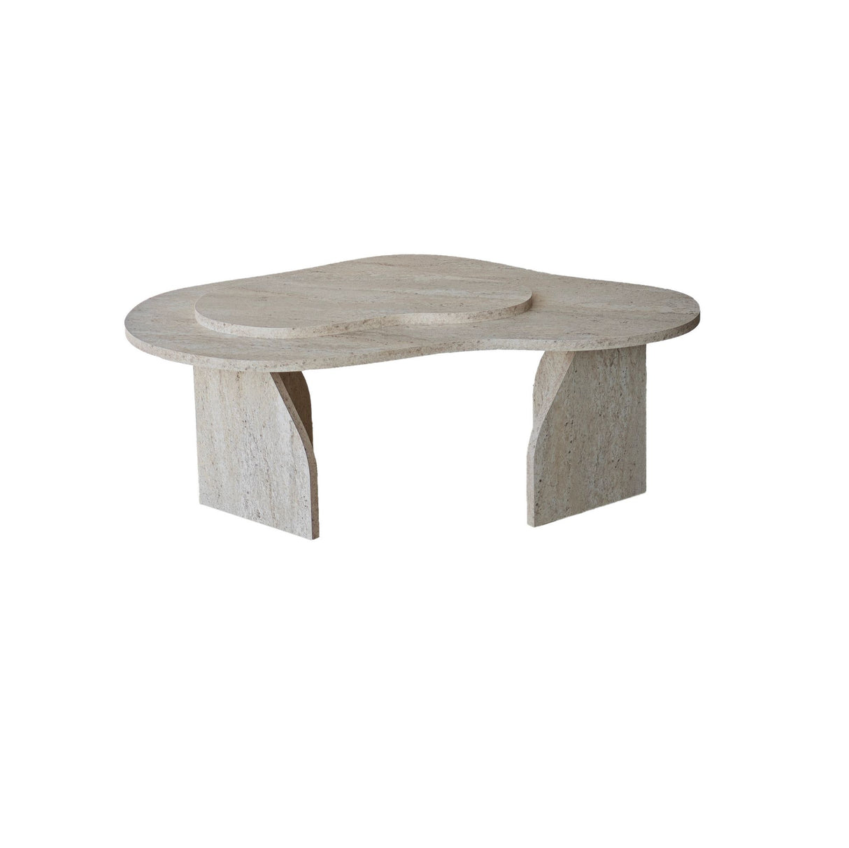 Organischer Couchtisch Travertin Melamin Marmorlook Melta - 105x65 cm 
