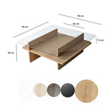 Couchtische - Couchtisch Quadratischer Glas-Sagu – Saphir Melamin Basis - 90x90 cm - Dimehouse