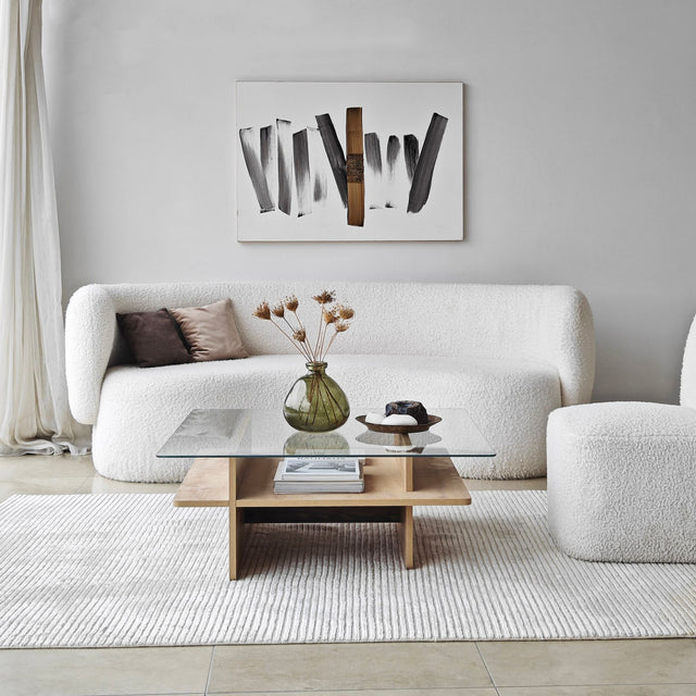 Couchtische - Couchtisch Quadratischer Glas-Sagu – Saphir Melamin Basis - 90x90 cm - Dimehouse