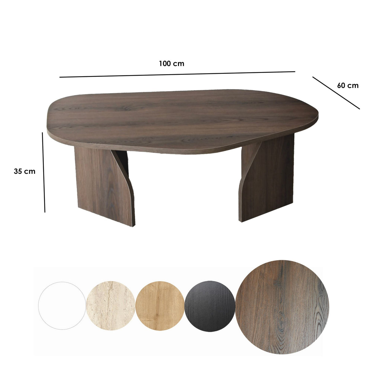 Organischer Couchtisch Walnuss Melamin Regal - 105x65 cm 