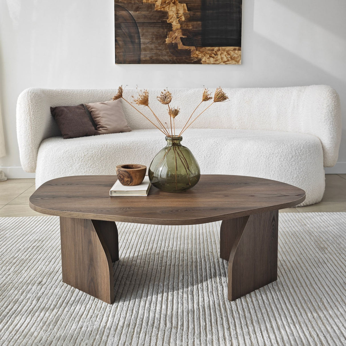 Organischer Couchtisch Walnuss Melamin Regal - 105x65 cm 