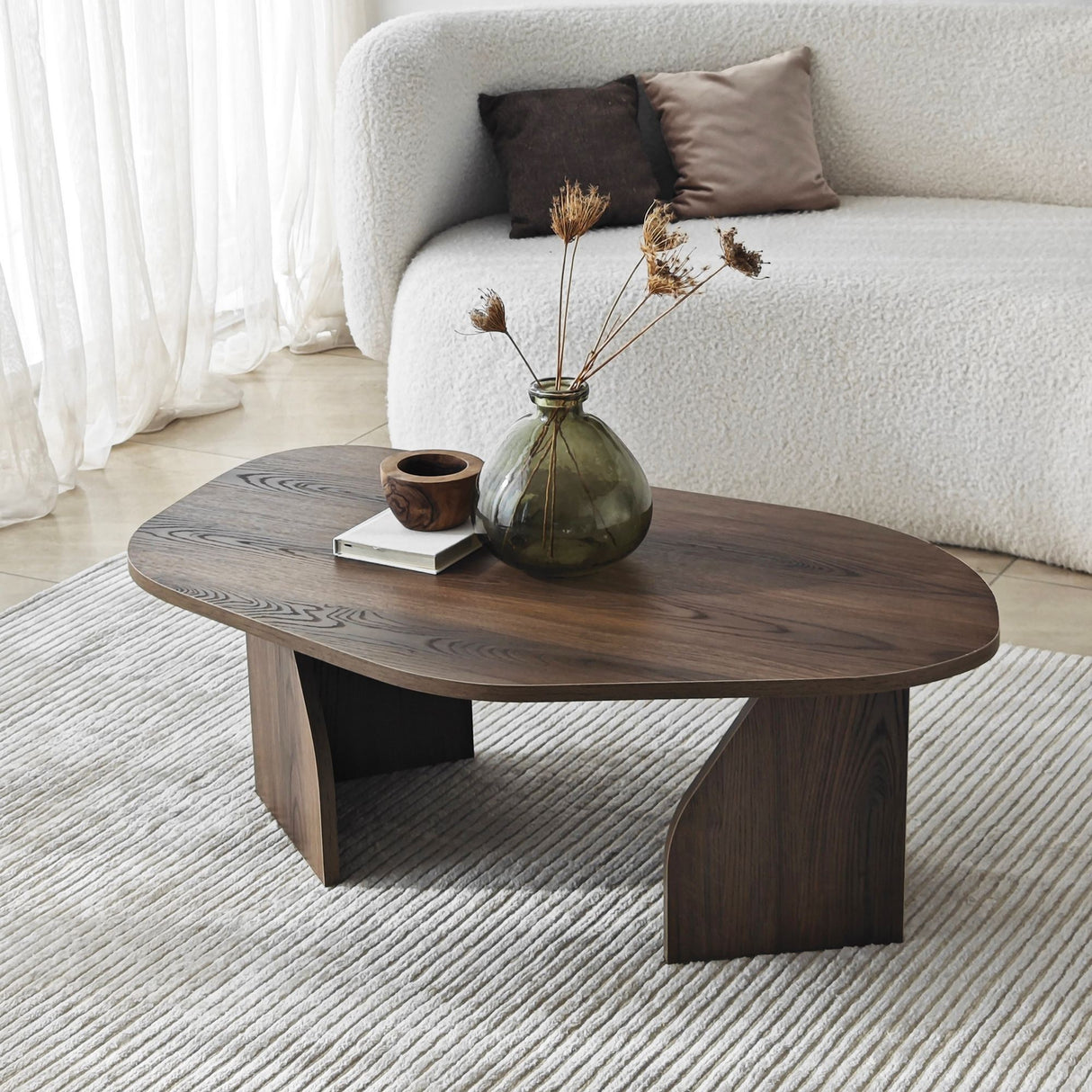 Organischer Couchtisch Walnuss Melamin Regal - 105x65 cm 