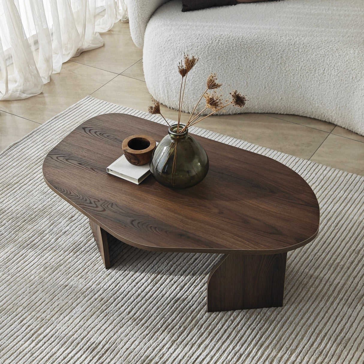 Organischer Couchtisch Walnuss Melamin Regal - 105x65 cm 