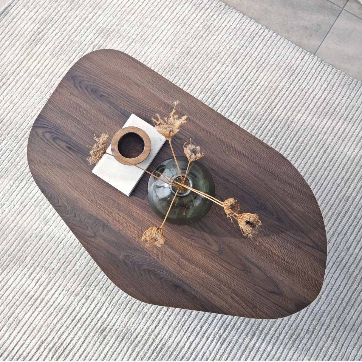 Organischer Couchtisch Walnuss Melamin Regal - 105x65 cm 