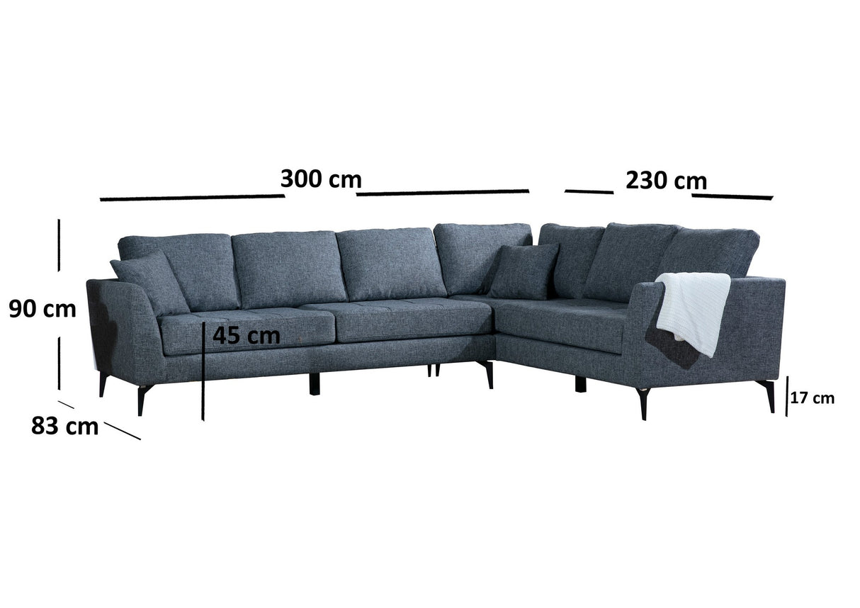 Ecksofa rechts Tempo Dunkelgrau