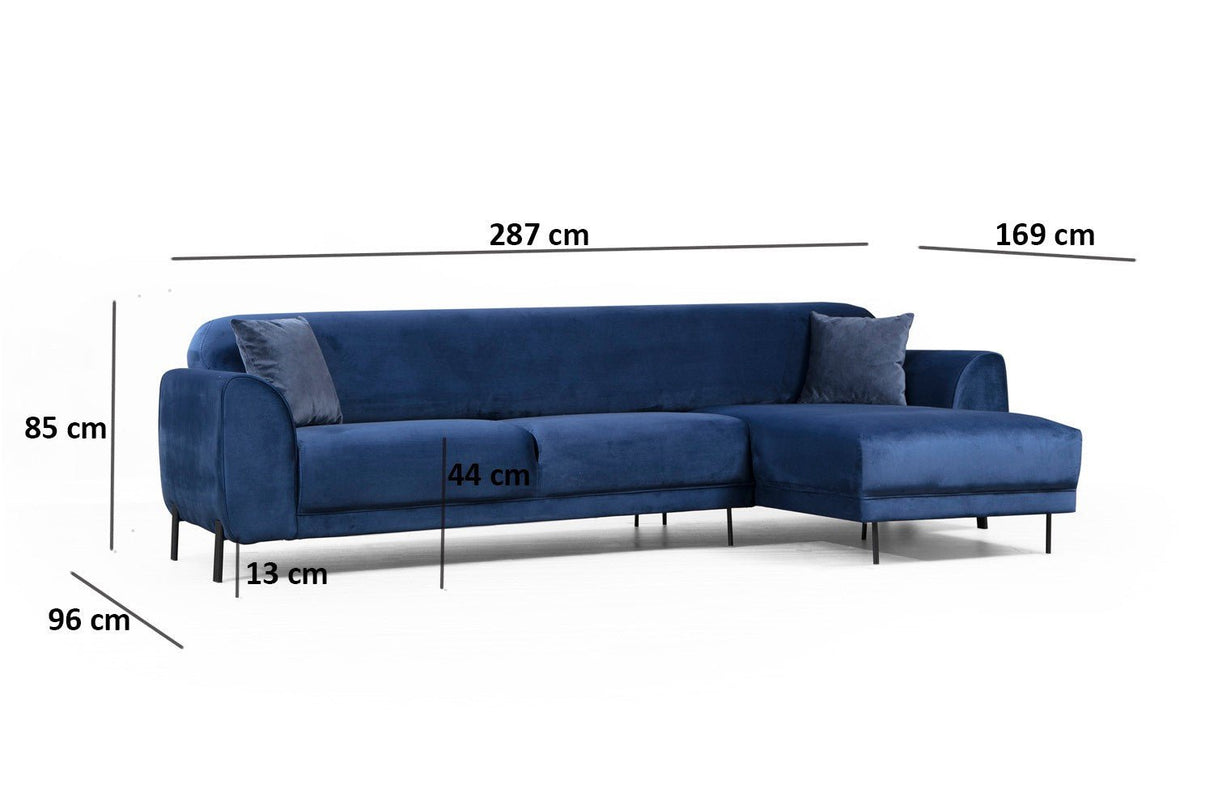 Ecksofa mit Schlaffunktion Rechtes Bild Marineblau