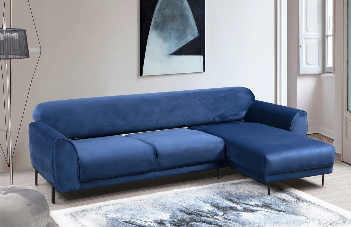 Ecksofa mit Schlaffunktion Rechtes Bild Marineblau