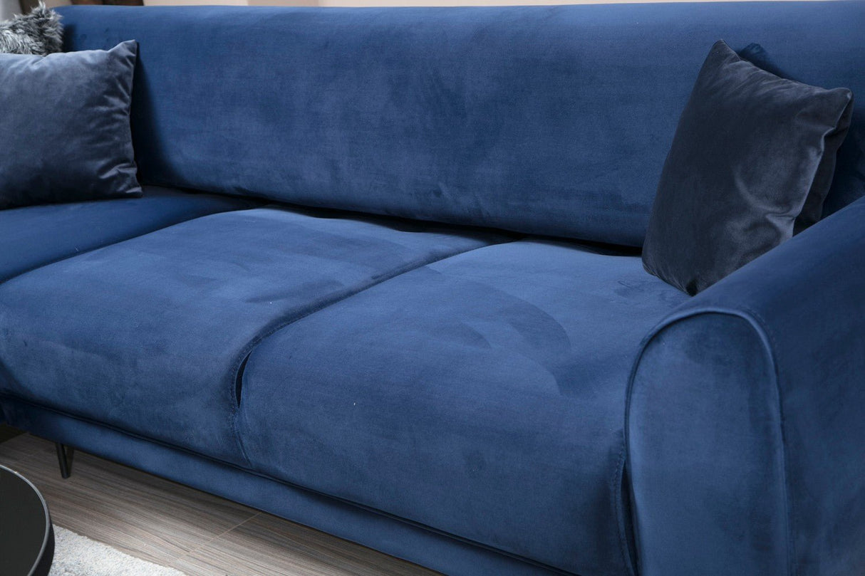 Ecksofa mit Schlaffunktion Linkes Bild Marineblau