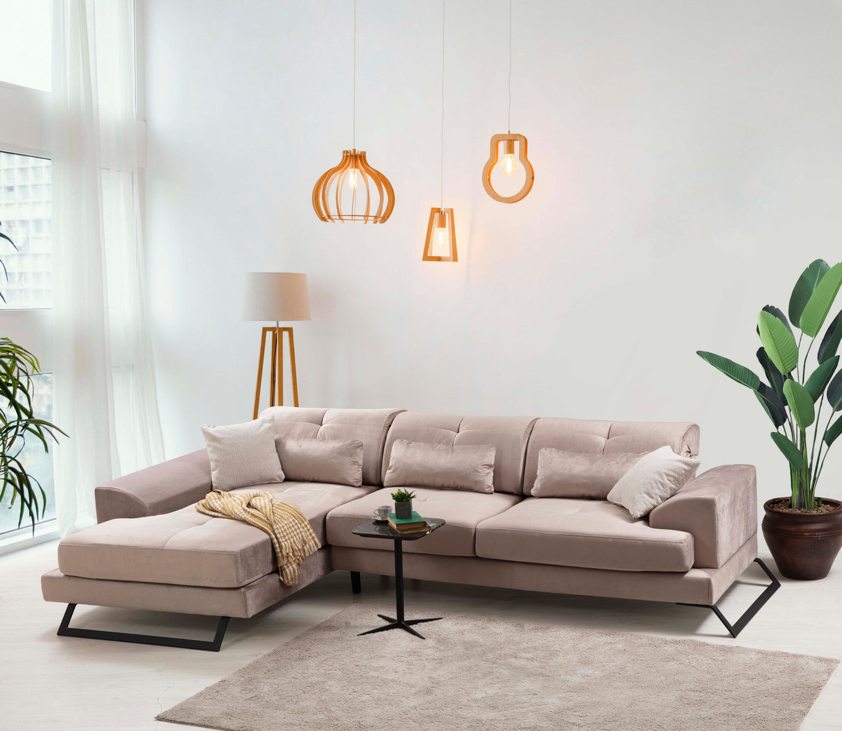 Ecksofa links Frido Beige