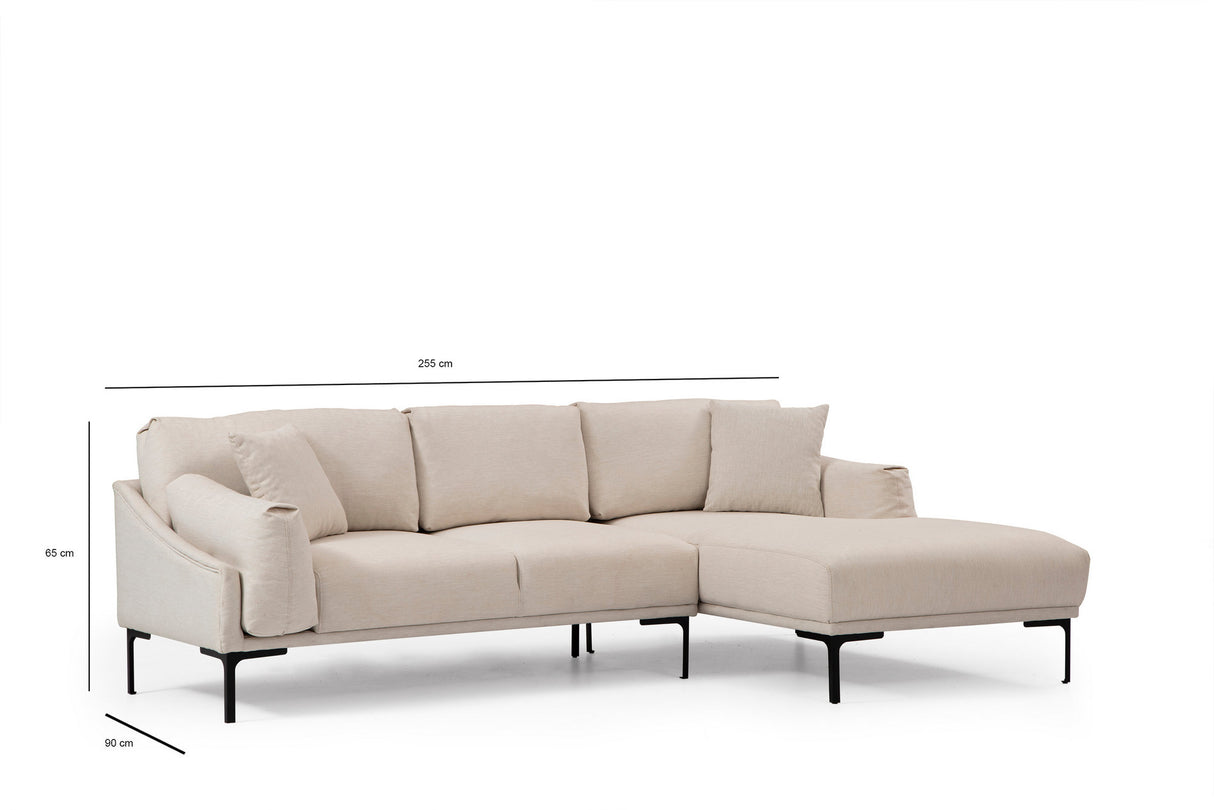 Ecksofa rechts Leo Creme