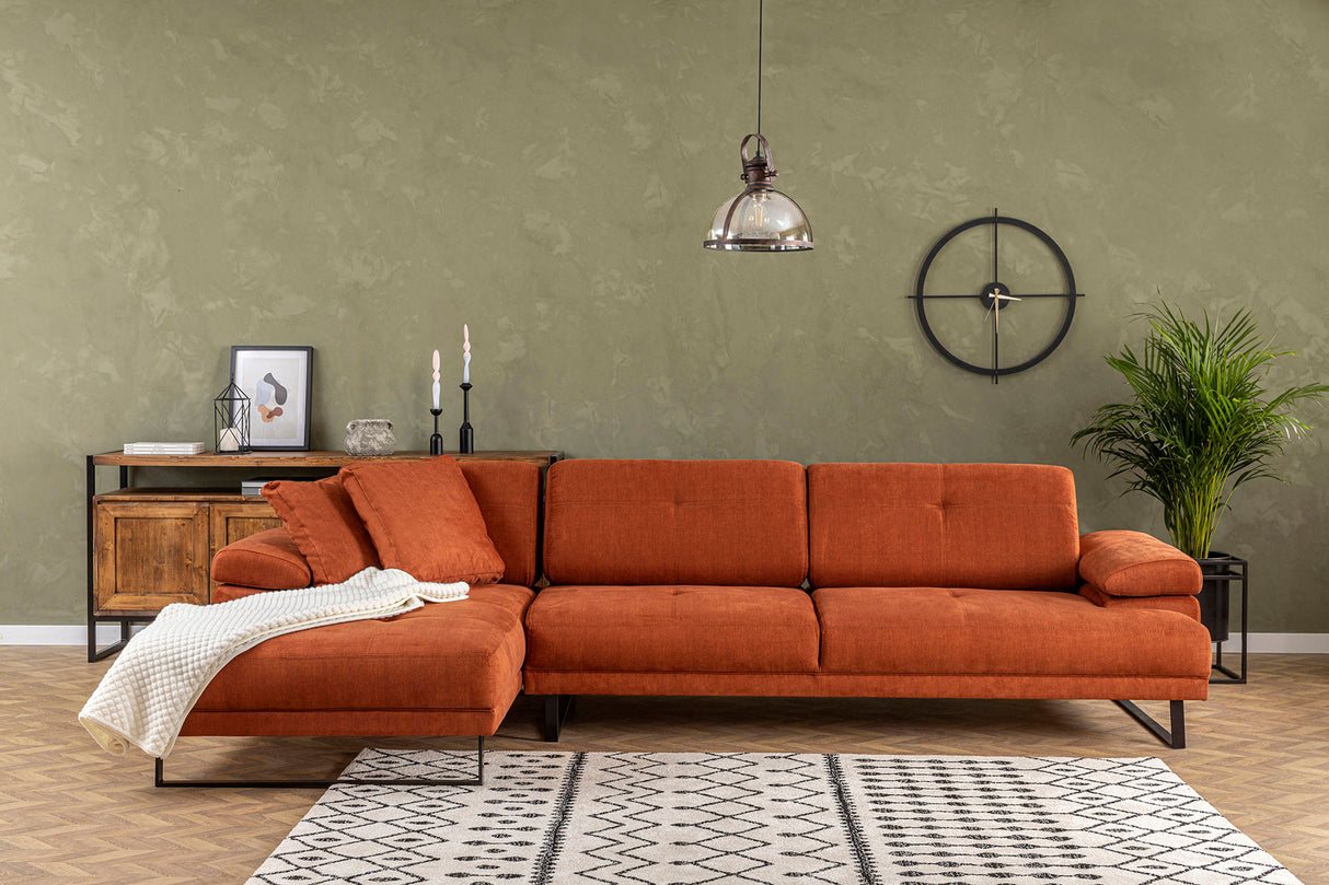 Ecksofa links Mustang Orange