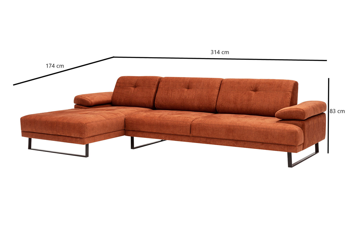 Ecksofa links Mustang Orange