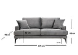 2-Sitzer-Sofa Papira Grau