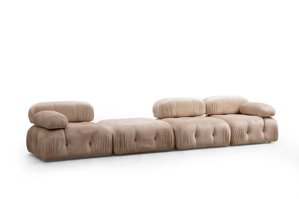 Modulare Bank 3-Sitzer mit Hocker Bubble Velvet Beige