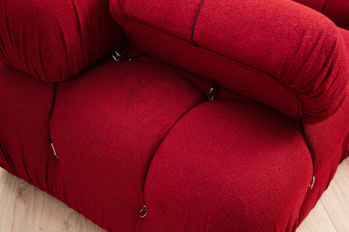 Modulare Bank 3sitzer mit Hocker Bubble Velvet Red