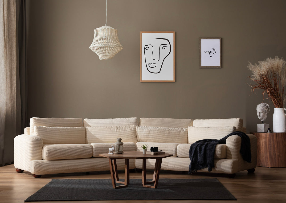 4-Sitzer-Sofa rechts River Beige