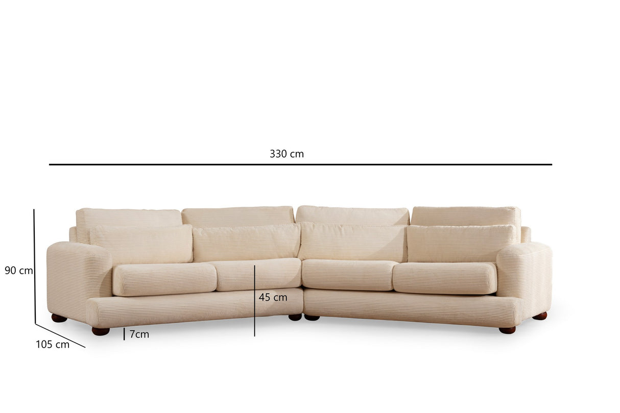 4-Sitzer-Sofa rechts River Beige