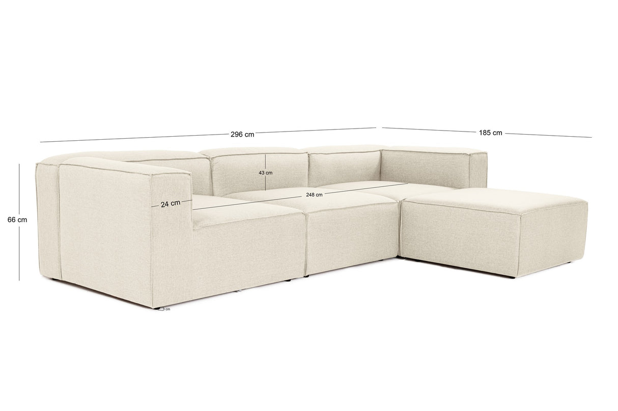 Modulare Bank 3-Sitzer mit Hocker Fora Ecruu