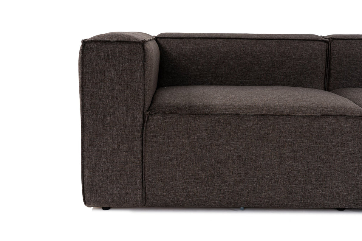 Modulares Sofa 3-Sitzer mit Hocker-Foren dunkelbraun