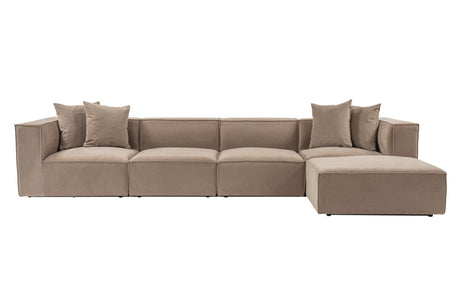 Modulares XXL-Ecksofa Sora 430 cm Taupe Leinen