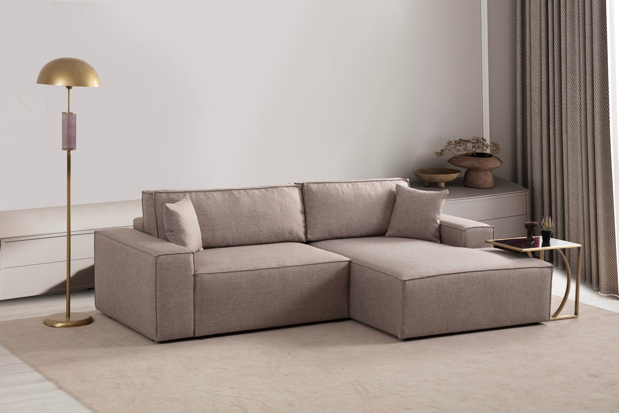 Ecksofa mit Schlaffunktion rechts Pirlo Brown