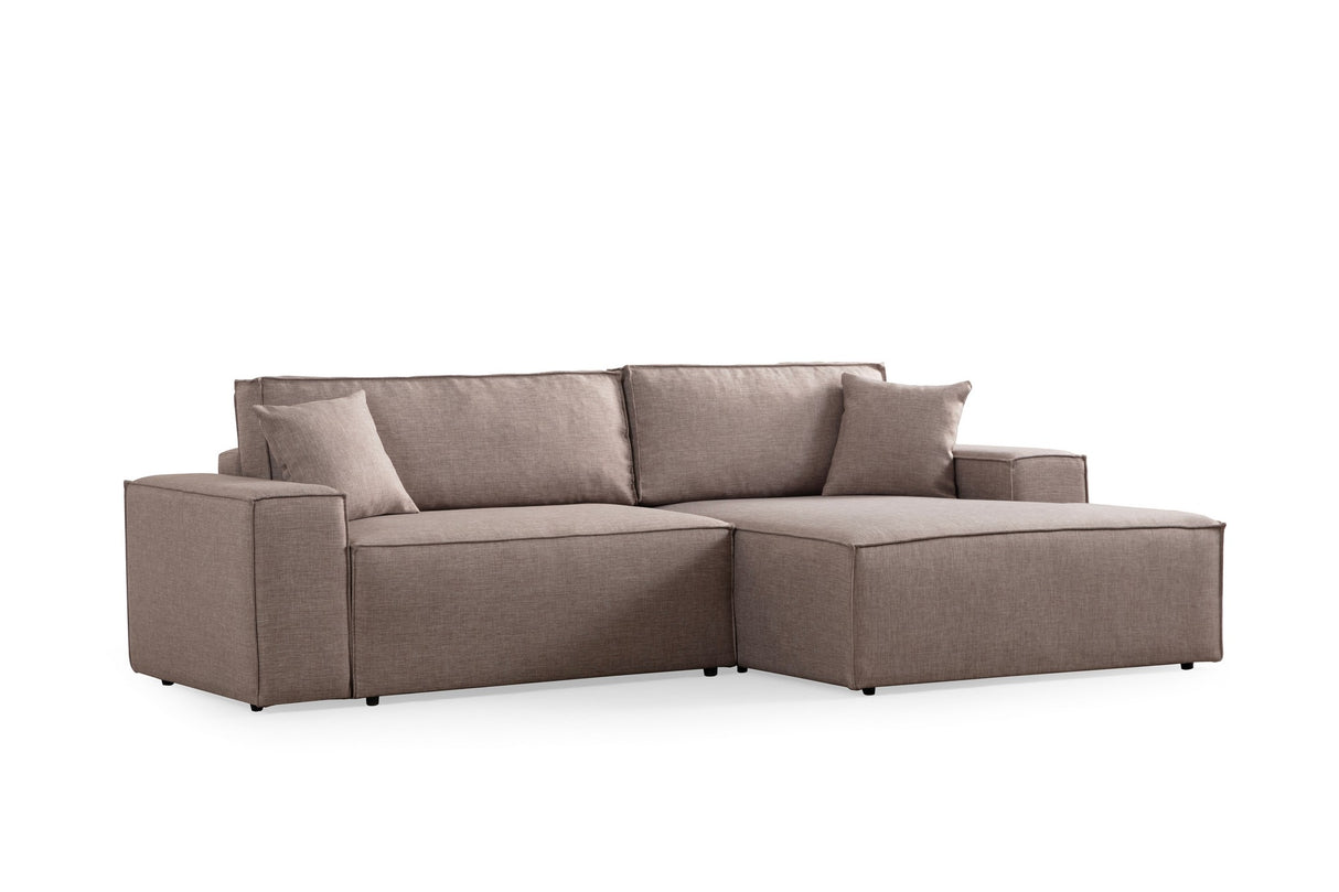 Ecksofa mit Schlaffunktion rechts Pirlo Brown