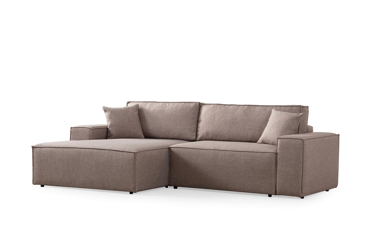 Ecksofa mit Schlaffunktion Links Pirlo Brown