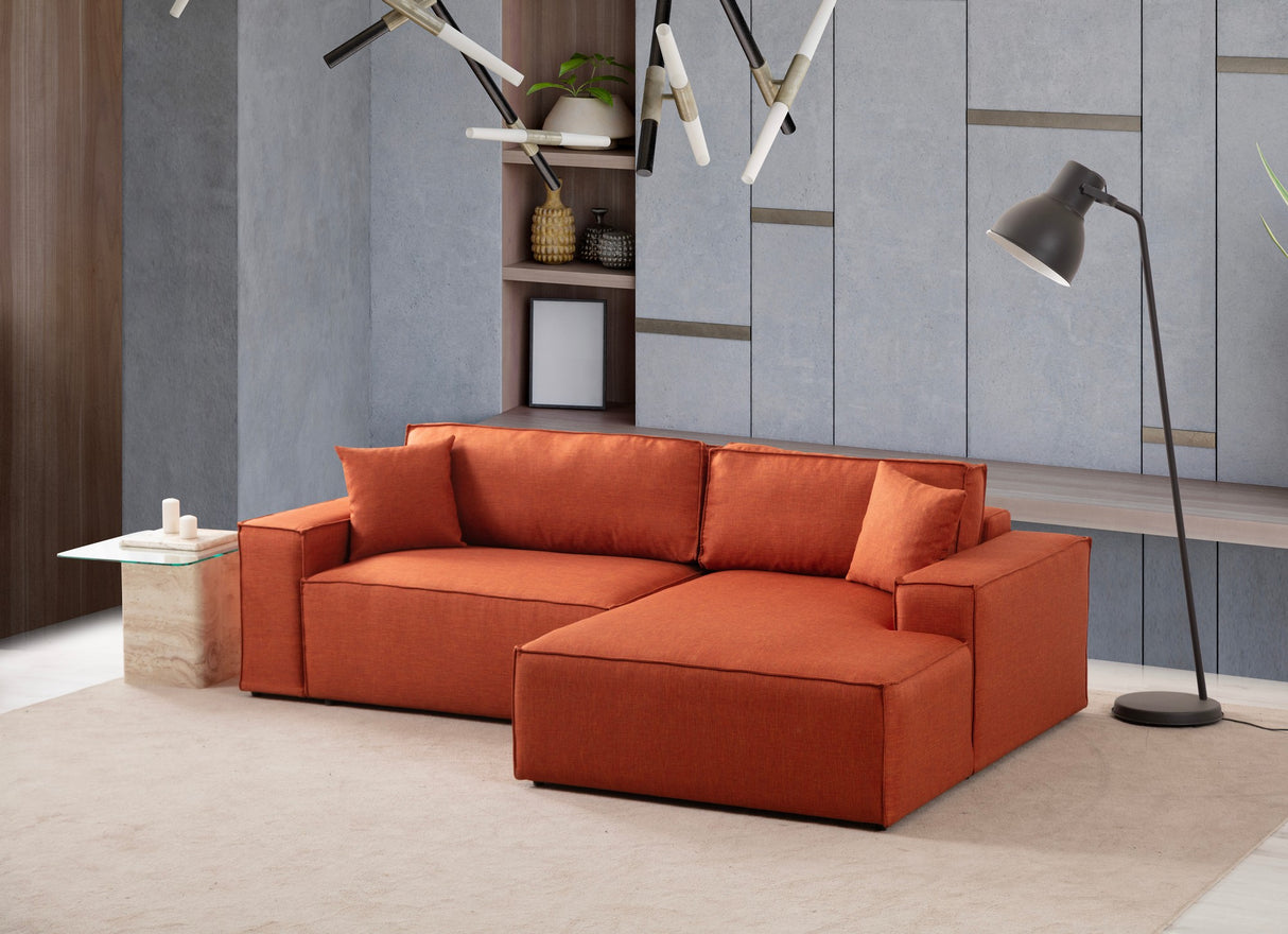 Ecksofa mit Schlaffunktion rechts Pirlo Orange