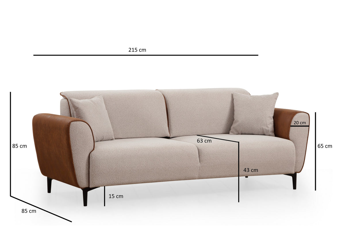 3-Sitzer-Schlafsofa Aren Beige Zimt