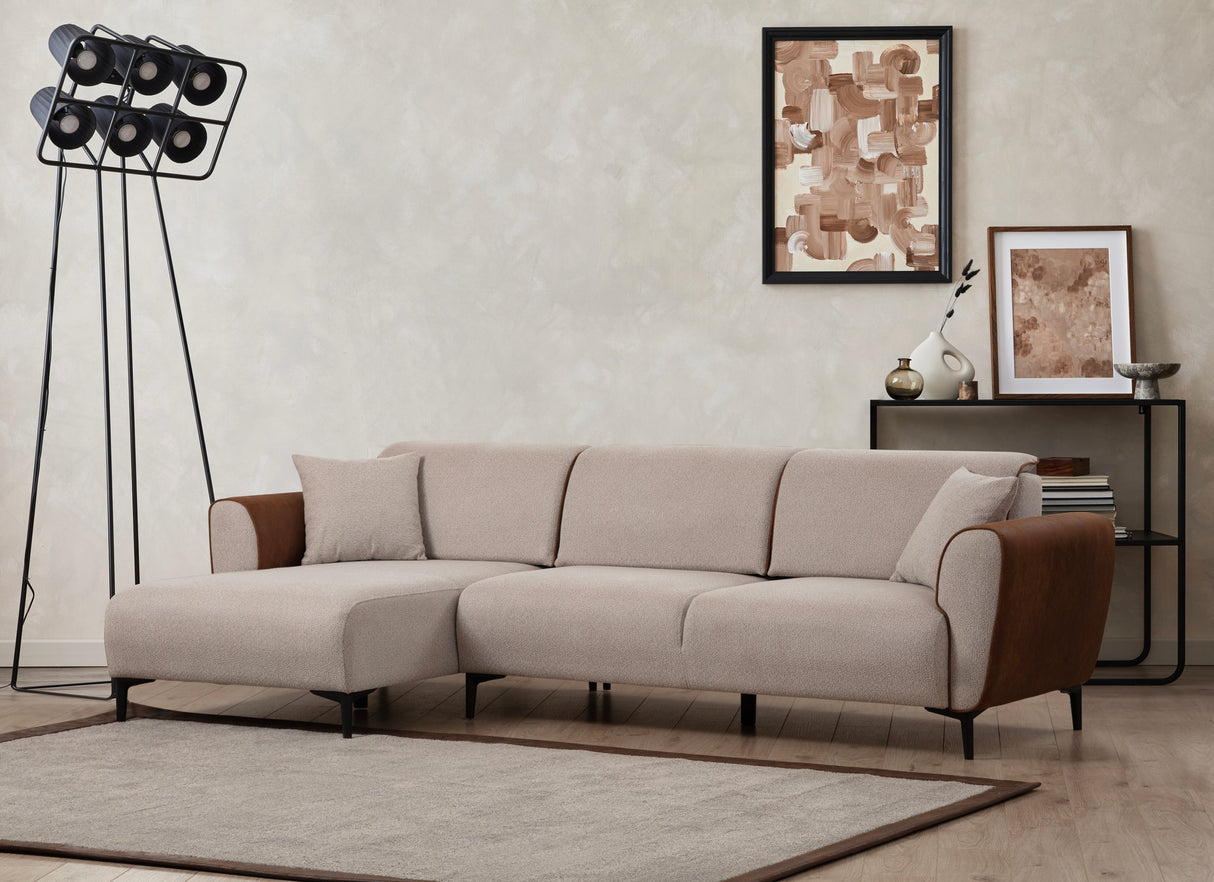 Ecksofa mit Schlaffunktion Links Aren Beige Zimt