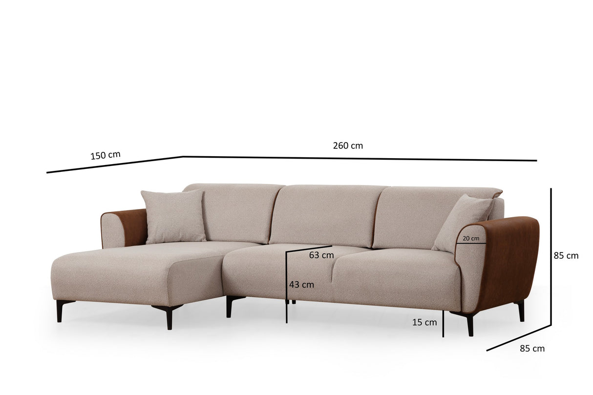 Ecksofa mit Schlaffunktion Links Aren Beige Zimt