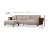 Ecksofa mit Schlaffunktion Links Aren Beige Zimt