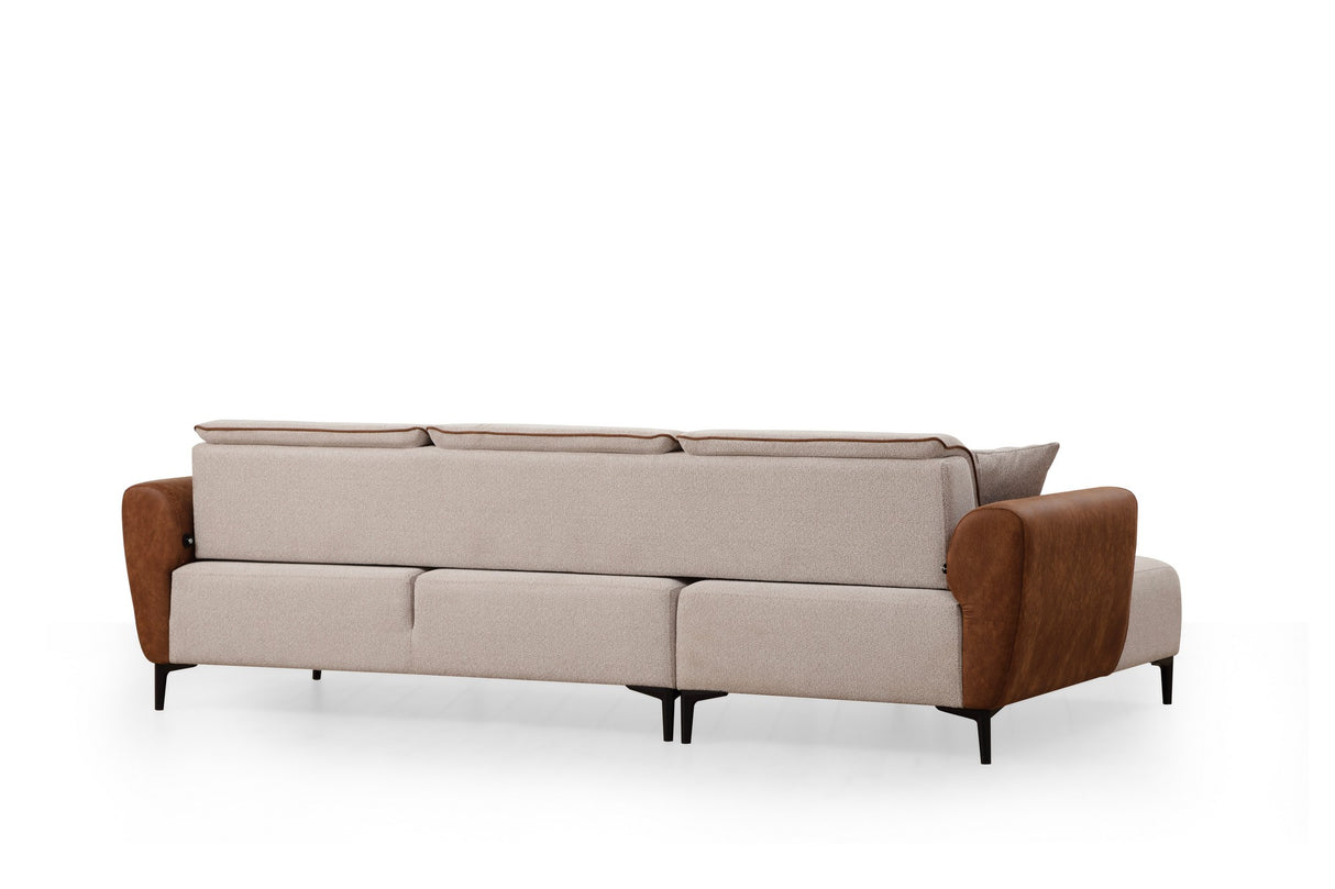 Ecksofa mit Schlaffunktion Links Aren Beige Zimt