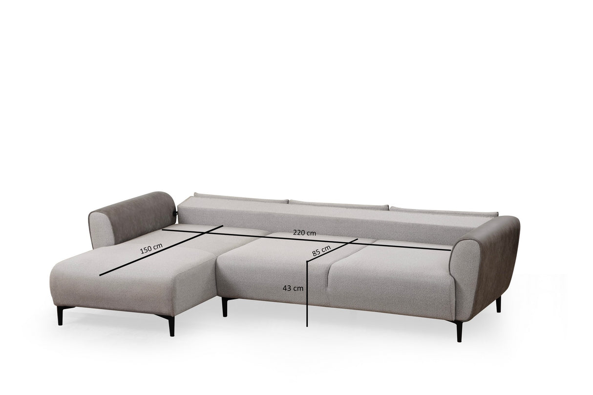 Ecksofa mit Schlaffunktion Links Aren Grey