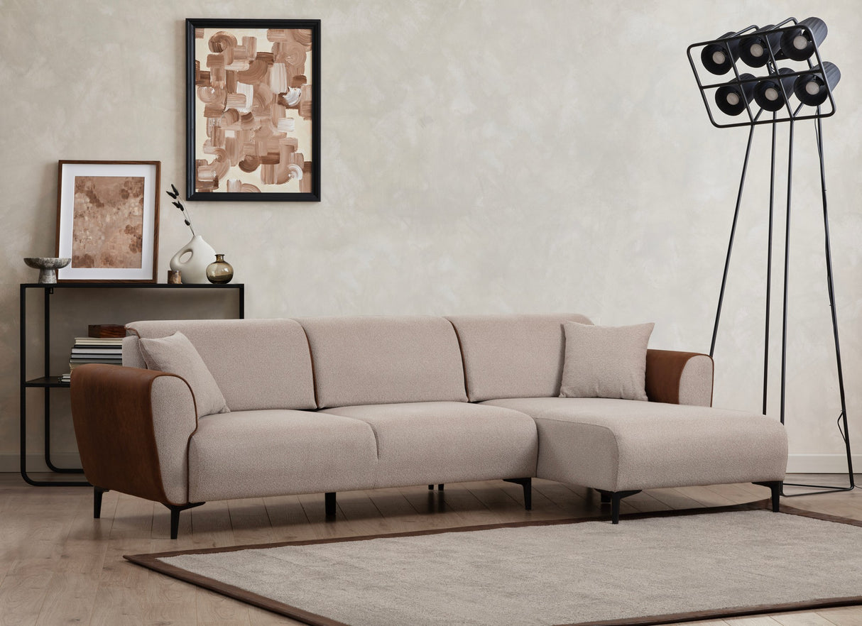 Ecksofa mit Schlaffunktion Rechts Aren Beige Cinnamon