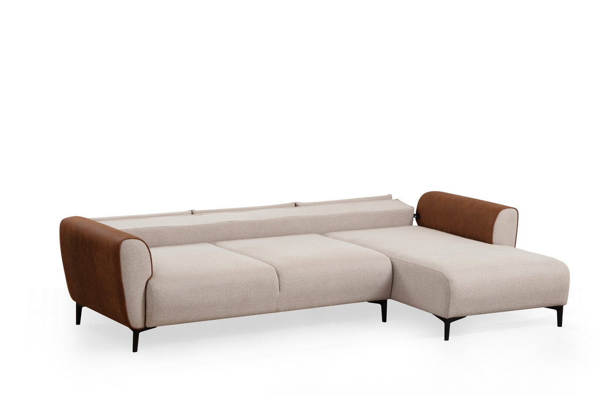 Ecksofa mit Schlaffunktion Rechts Aren Beige Cinnamon