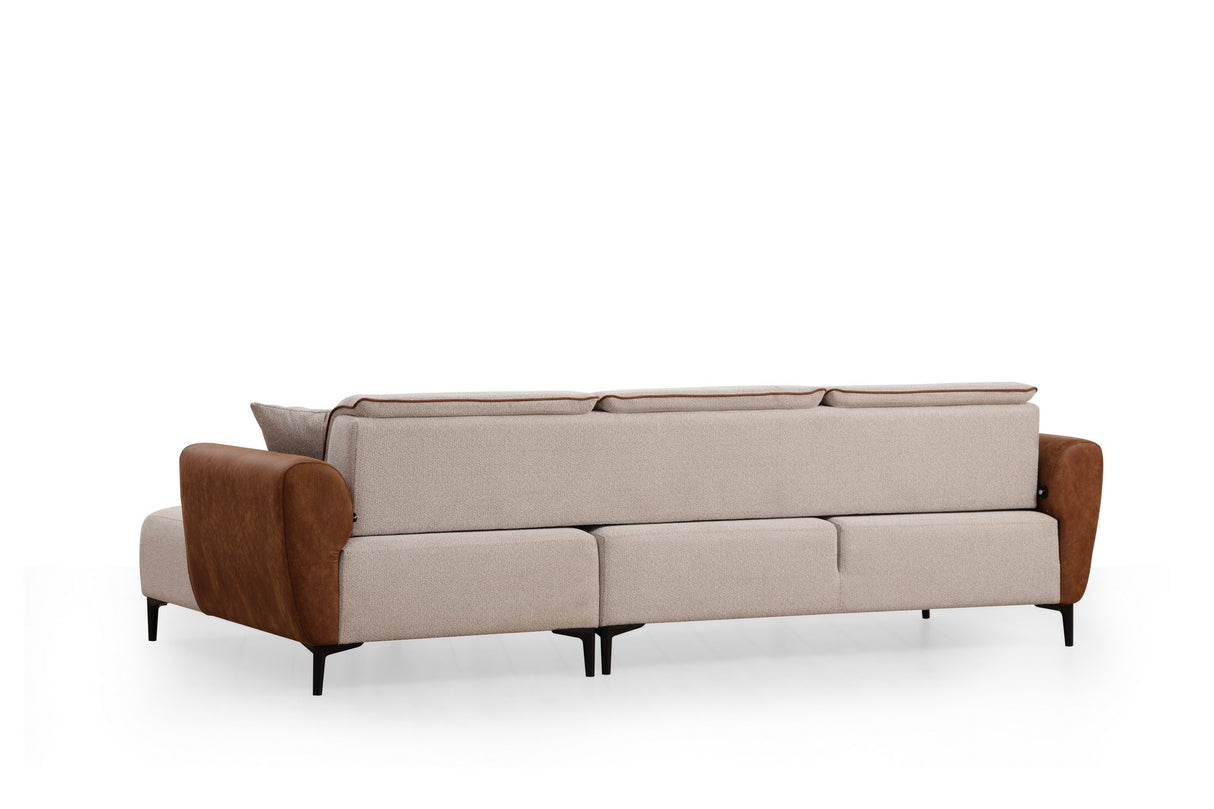 Ecksofa mit Schlaffunktion Rechts Aren Beige Cinnamon