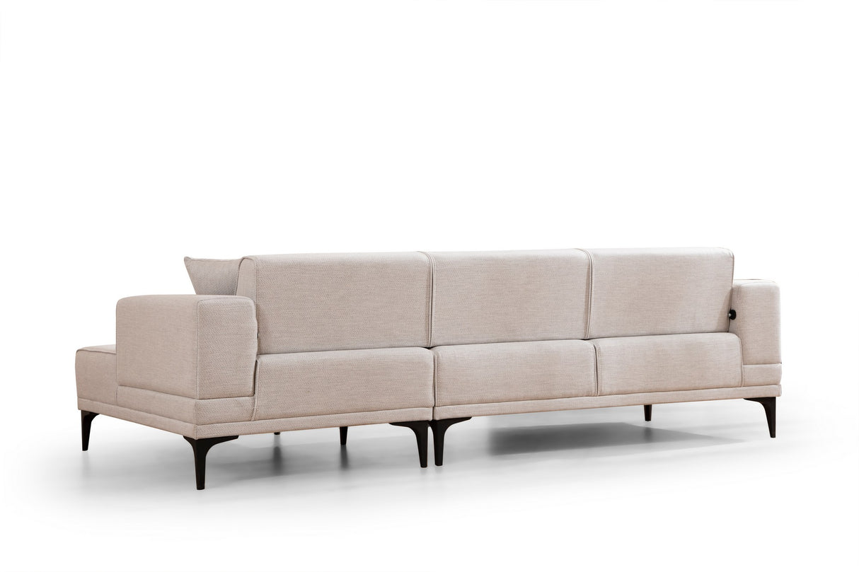 Ecksofa mit Schlaffunktion Right Horizon Ecru