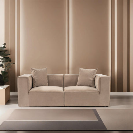 Modulares XXL 2-Sitzer-Sofa Sora 220 cm breit in Cappuccino-Leinen 