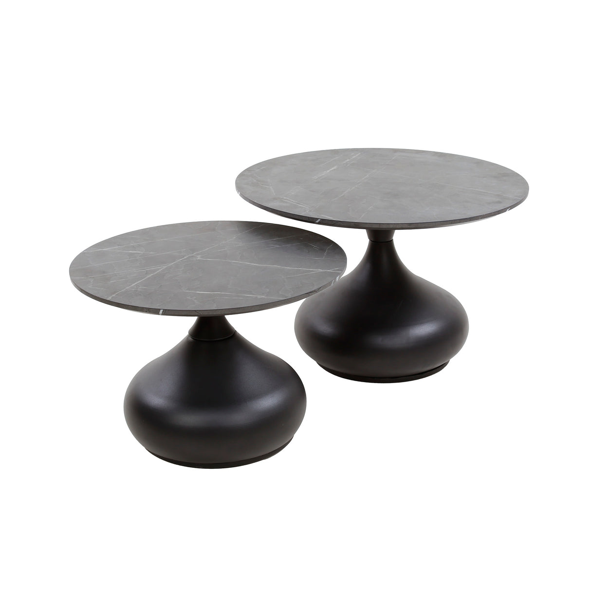 Drop Couchtisch Set von 2 3D Melamin Graphit Ø60-Ø50 