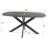 Esstisch Mysha Deens oval Melamin schwarz 150x90 cm 