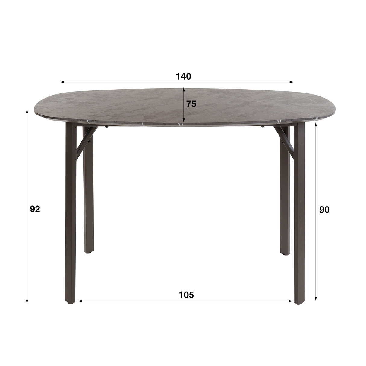 Dänischer ovaler Stehtisch Jade 140 cm in schwarzer Keramikoptik