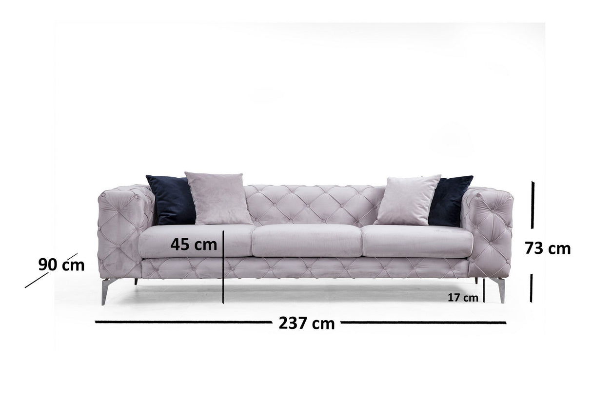 3-Sitzer-Sofa Como Hellgrau