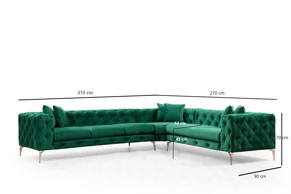 Ecksofa rechts Como Green