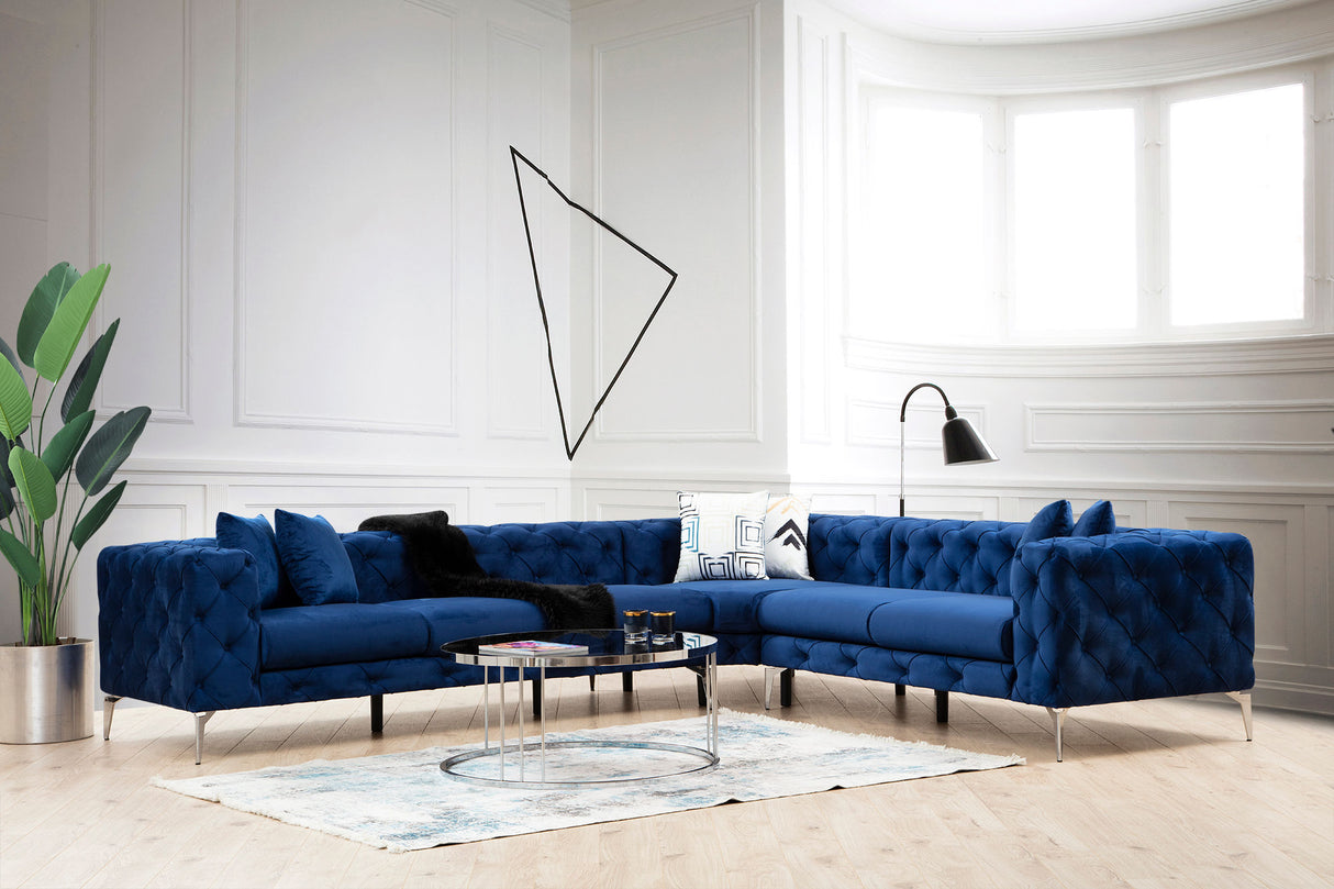 Ecksofa rechts Como Marineblau