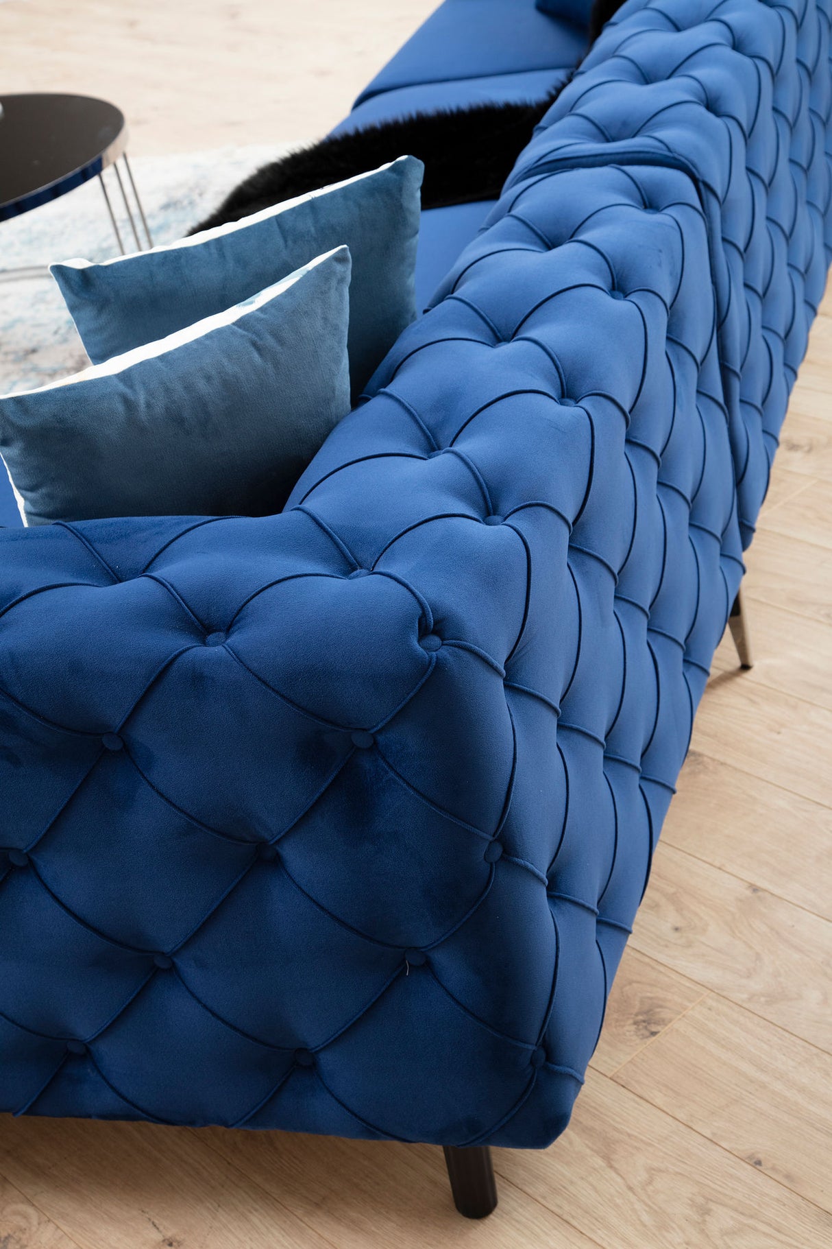 Ecksofa rechts Como Marineblau