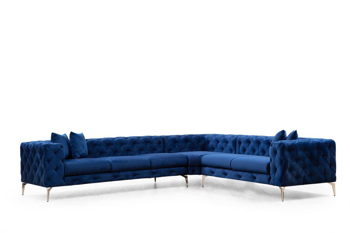 Ecksofa rechts Como Marineblau