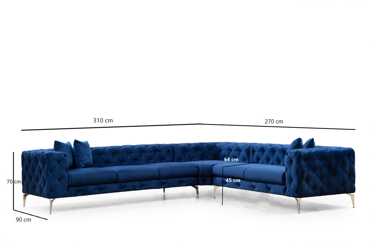 Ecksofa rechts Como Marineblau