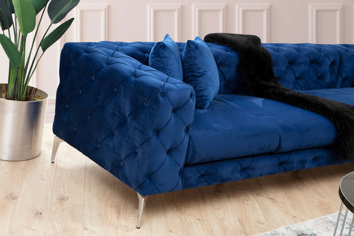 Ecksofa links Como Marineblau