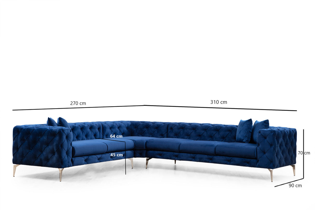 Ecksofa links Como Marineblau